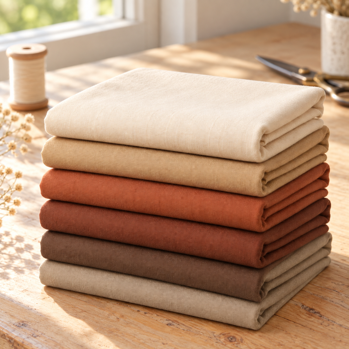 Clay & Linen Cotton Fat Quarter Bundle - 6 Pieces — AI-generated product concept, view 5